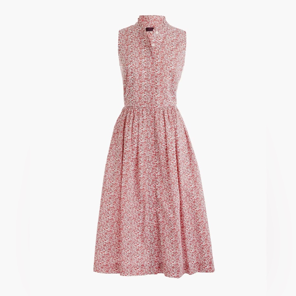 Sleeveless ruffleneck midi dress in Liberty chamomile floral